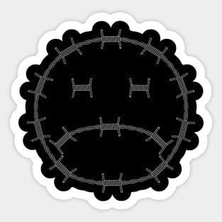 Barbed Wire Sad Smiley Sticker